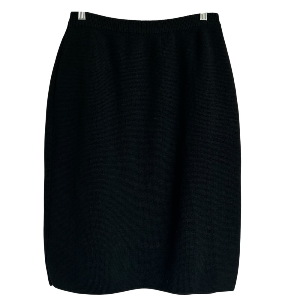 Vintage 80s Black Sweater Skirt Size Acrylic Wool Pencil skirt British Vogue LRG